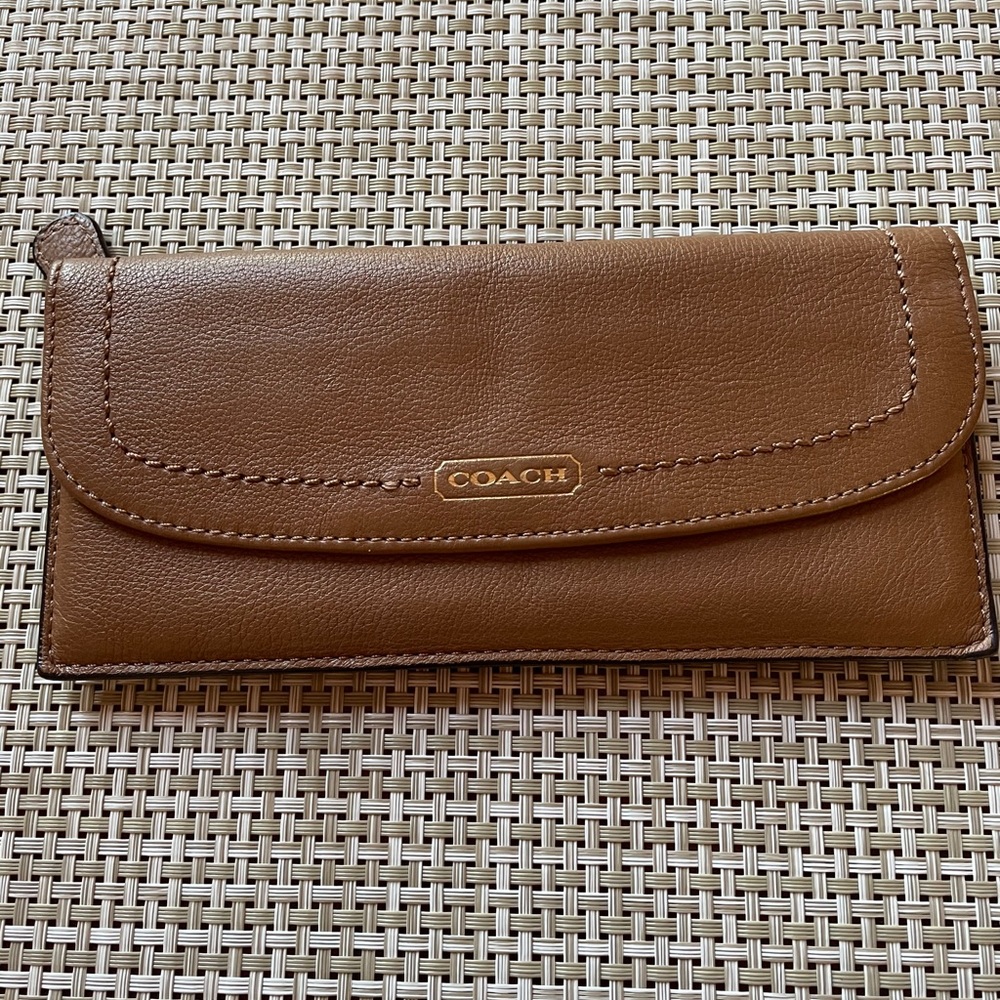 Coach Tan Leather Slim Wallet